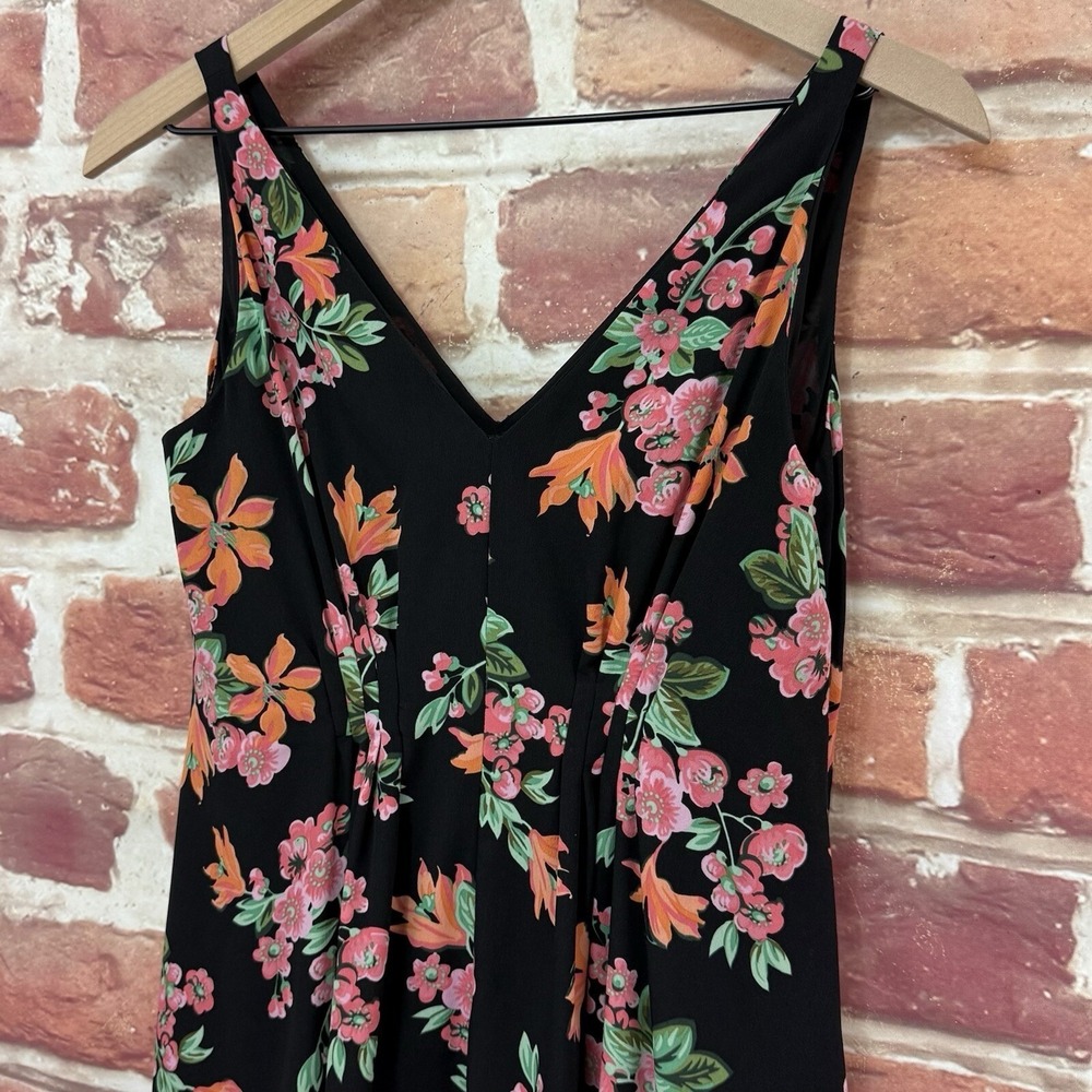 Ann Taylor Dress Women's 2P Black Multicolor Garden Floral Pleated Sundress - Picture 4 of 8